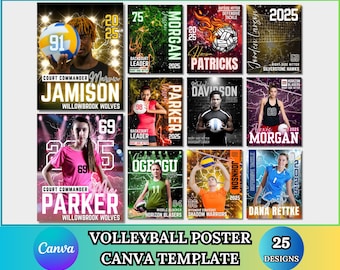 Volleyball Poster Canva Template | Senior Night Banner, Custom Poster, Sports Photography, Player Card, & Memory Mate for Volleyball Teams