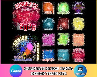 2026 Graduation T Shirt Canva Editable Template, Grad Bootleg Canva Template, Canva Grad T Shirt Template, Class Of 2026 Graduation T Shirt