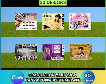 Graduation Yard Sign Canva Editable Templates, Congrats Grad Signs, Graduation Bundles, 2025 Yard Sign Templates, Canva Design Template