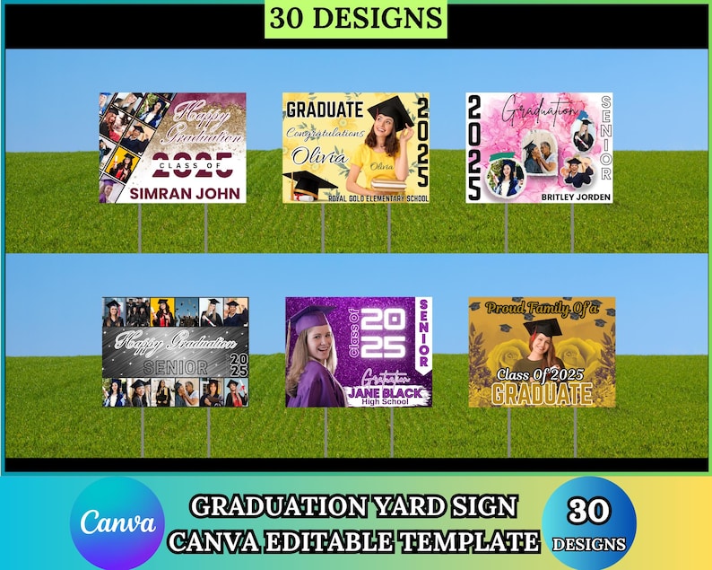 Project Graduation Sign Graduation Yard Sign Canva Editable Templates, Congrats Grad Signs ...