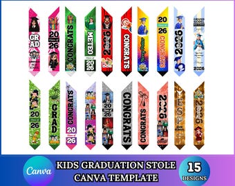 Graduation Kids Stole Canva Editable Template, Graduation Stole 2025, Congratulations Canva Template, Fill Your Text Design, Drag your image