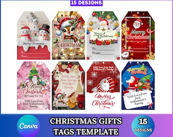 Christmas Favor tags | Merry Christmas Gift Tag | Xmas Treats Tags Template| Santa gift tag | Christmas printable | Christmas Digital file