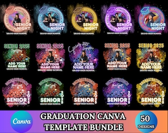 Graduation template Bundle, 2025 Graduation tshirt Grad Bootleg Canva Template, Class of 2025 Graduation T Shirt, Canva Grad tshirt template