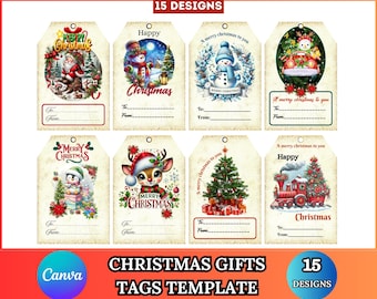 Christmas Gift Tags Bundle Printable – Holiday Favor Tags Holidays Christmas – Merry Christmas Present Labels – Instant Digital Download