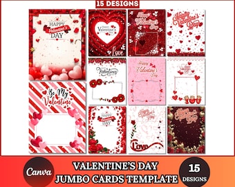 Valentine Jumbo Pack Card Canva Editable Template, Valentine Jumbo Cards, Valentine gift card, Custom Photo Collage, Digital Download