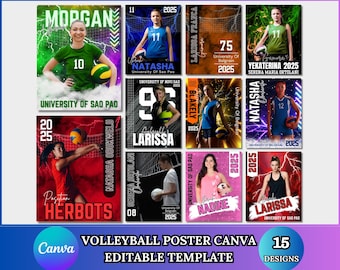 Volleyball Girls Poster Canva Template, Senior Night Banner, Sports Memory Mate, Custom Player Card, Volleyball Team Photography Poster