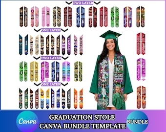 Graduation Stole Canva Editable Template Mega Bundle, Graduation Sash Sublimation 2026, Congrats Senior Stole Template Personalized Designs