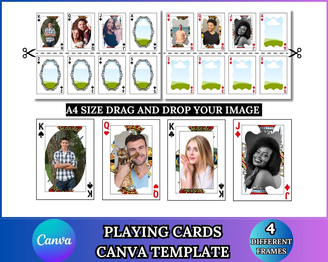 Playing Cards Canva Template, Canva Editable Frames for Printable Poker