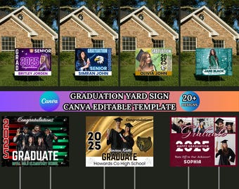 Graduation Yard Sign Bundle, Congrats Grad Signs, Graduation Bundles, 2025 Yard Sign Templates, Canva Design, Graduation Sign Template