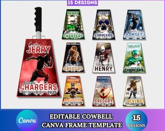 Cowbell Canva Editable Template, Custom Cowbell Design, Football Cowbell Designs, Game Day Spirit Template, Drag and Drop, Digital Download
