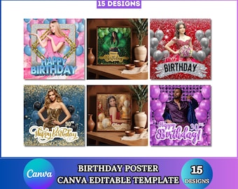 Birthday Backdrop Canva Editable Template, Birthday Backdrop Canva Designs, Birthday Banner Canva, Birthday Poster, Digital Download
