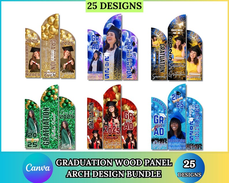 25 Graduation Wooden Arch Panel Canva Editable Template, Grad Party ...