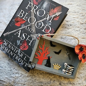 Caja de sombras inspirada en libros de sangre y cenizas