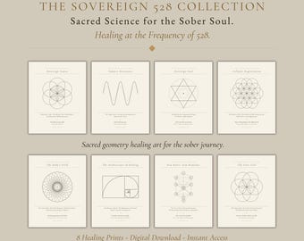 Emotional Sobriety Art | Sacred Geometry Wall Art | 8 Somatic Healing Prints | Shadow Work | 1 Year Sober Gift | Digital Download