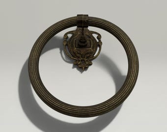 Vintage Made in Italy Towel Ring | Ornate Gold Tone Wall Mounted Towel Holder | Italian Bathroom Decor | Hollywood Regency Hardware