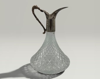 Vintage silverpläterad och slipad glasvinkanna