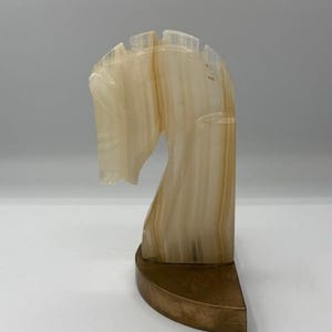 Vintage Onyx Horse Head Bookend – Mid-Century Modern Decor