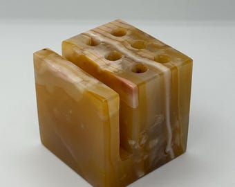 Vintage Onyx Stone Pen & Letter Holder – Desk Organizer