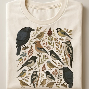 Cottagecore Bird Botanical Shirt Vintage Nature Tee For Bird Lovers
