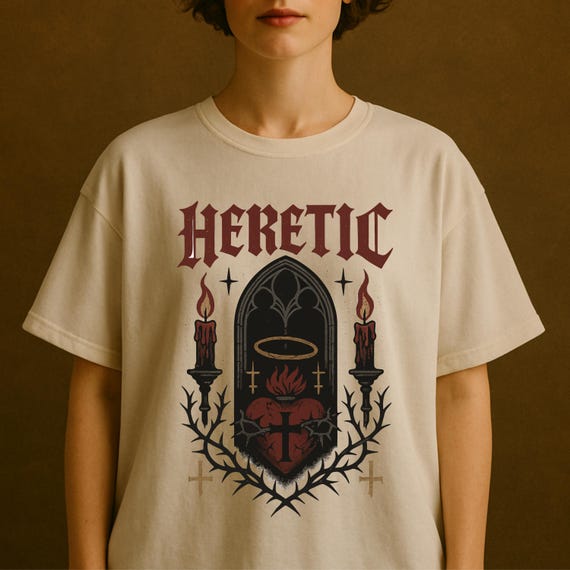 Dark Academia Heretic Shirt Gothic T-Shirt Mystical Sacred Heart Literary Tee