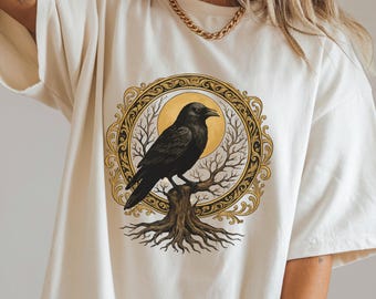 Camiseta Crow Shirt Moonlit Raven Tee Dark Academia Comfort Colors