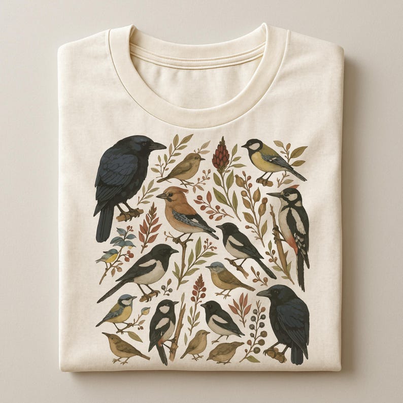 Cottagecore Bird Botanical Shirt Vintage Nature Tee For Bird Lovers