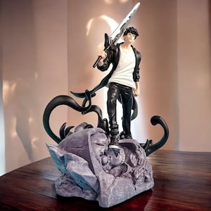 Su.ng jin-woo Solo Leveling Figure Anime Action Statue with Shadow Sword, Korean Manga Collectible, Hero Figurine Gift for Fans