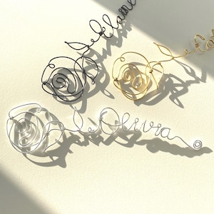 Personalisierte Draht Name Lesezeichen, benutzerdefinierte Rose Geschenk für Bücherliebhaber, Hochzeit Tischkarten, Frühling Lesegeschenk, Muttertagsbevorzugung