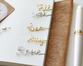 Personalized Wire Name Bookmark: Custom Name Handmade Planner Clip, Journal Charm, Journaling/Planner Charm, TN Bookmark