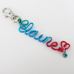 Personalized Gradient/Rainbow Wire Name Bag Charm: Birthstone Keychain, Backpack Accessory