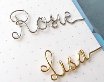 Personalized Planner Clip, Custom Name Brass Wire Bookmark, Journal Charm, TN Charm