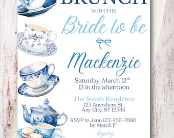 Bridal Shower Tea Party Custom Invitation • Customized Bridal Shower Invite • Tea Party Theme • Instant Download • Printable Invitation