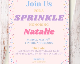Sprinkle Baby Shower Custom Invitation • Customized Baby Shower Invite • Sprinkle Theme • Instant Download • Printable Invitation