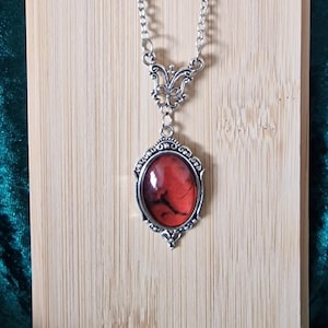 Vintage style necklace, victorian themed, red stone butterfly chain necklace, gothic jewellery,blood red quartz, vampire,wiccan,pagan