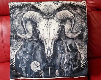 Horned God Pillow Cover: Baphomet, Goat Skull, Gothic Home Decor