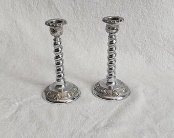 Vintage Barley Twist Candlestick Holders – Pair of English Candle Sticks – Made in England – 1950s–1960s – Classic Home Décor – 14.5cm