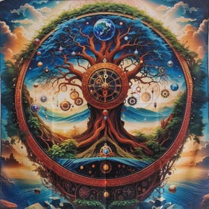 Tree of Life Compass Altar Cloth, Wall Hanging, Shrine Cloth, Tarot Cloth, Wall Tapestry, Spiritual Cloth, birthday gift, healing