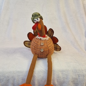Pilgrim turkey, thanksgiving turkey, fall table decor, rustic farmhouse, plush turkey, shelf decor, home decor