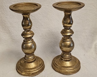 Vintage Style Gold Candle Holder | Ornate Elegant Taper Candlestick, Classic Table Centrepiece Wedding & Home Décor
