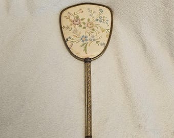Vintage Metal Hand Mirror with Floral Back Design | Heavy Duty Ornate Dresser Vanity Mirror, Antique Style Handheld Mirror