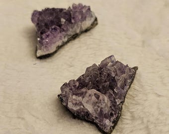 Raw Amethyst Crystal Set | Natural Purple Quartz Rough Stones, Wire Wrapping, Grid Work