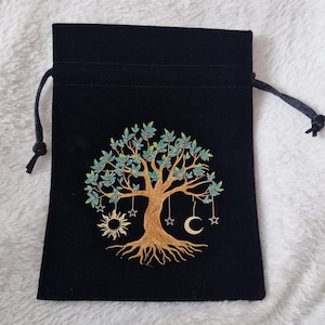 Tree of Life Velvet Pouch: Tarot, Crystal, Runes Storage Bag