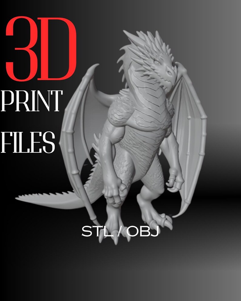 Epic Dragon STL File – 3D Print Model Fantasy Monster, Dragon Figure ...