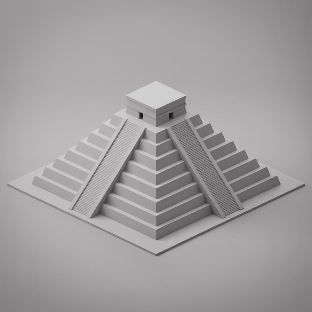 Maya Pyramid 3D Model – Printable STL/OBJ Files, Ancient Temple ...