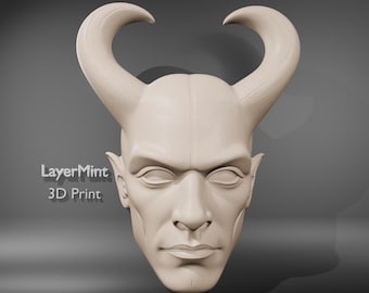 Busto di demone cornuto stampabile in 3D, file STL, cosplay gotico (download digitale)