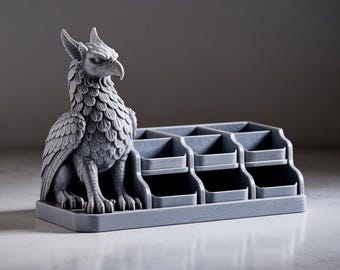 Griffin Desk Organizer STL File – 3D Printable Fantasy Pen Holder