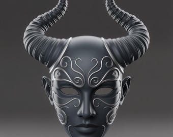 Maschera demoniaca cornuta (file STL) – Cosplay gotico stampabile in 3D (download digitale)