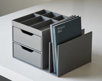 Modern 3D Printable Desk Organizer with Drawers & File Holder (STL Files)