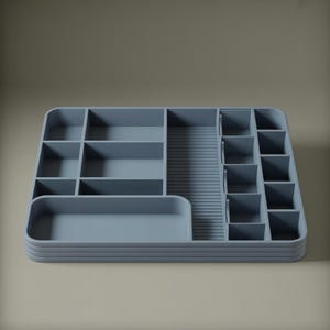Bandeja organizadora de escritorio impresa en 3D - Inserto para cajón con múltiples compartimentos (archivos STL y OBJ)