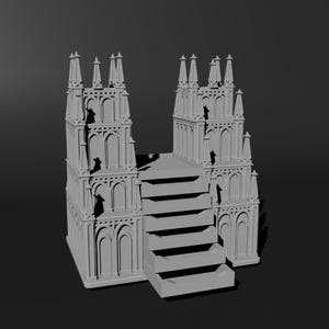 Gothic Cathedral Desk Organizer, 3D Printable, STL & OBJ Files, Multi Drawer Box, Digital Download, Fantasy Office Decor